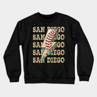 Aesthetic Design San Diego Gifts Vintage Styles Baseball Crewneck Sweatshirt